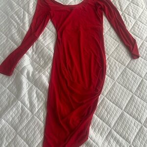 Charlotte Russe Vibrant Red Long Sleeve Dress